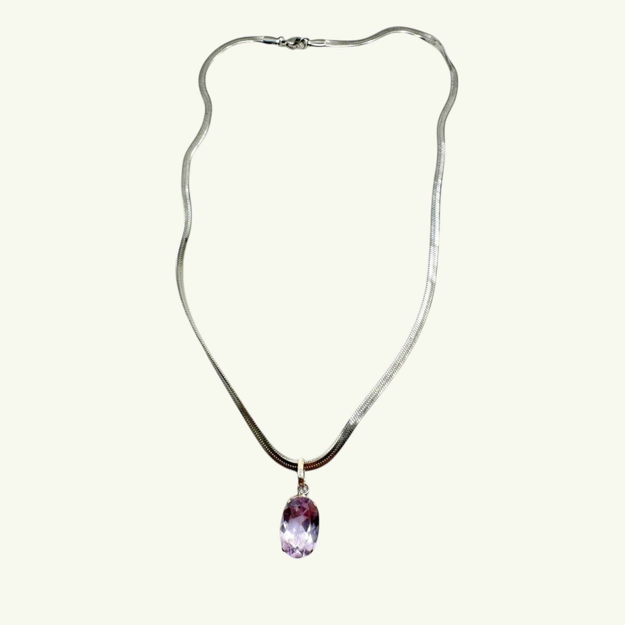 Collana ametista sfaccetta 14x10 mm arg950 Sharifa Crystals